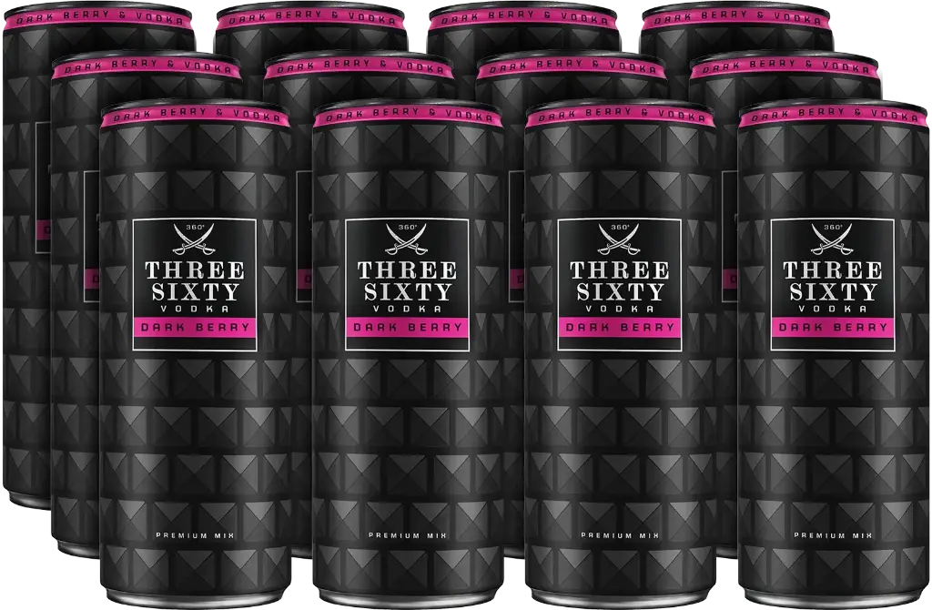 [01-0152] Three Sixty Vodka Dark Berry  DOSE ( 12 x 0,33 L )